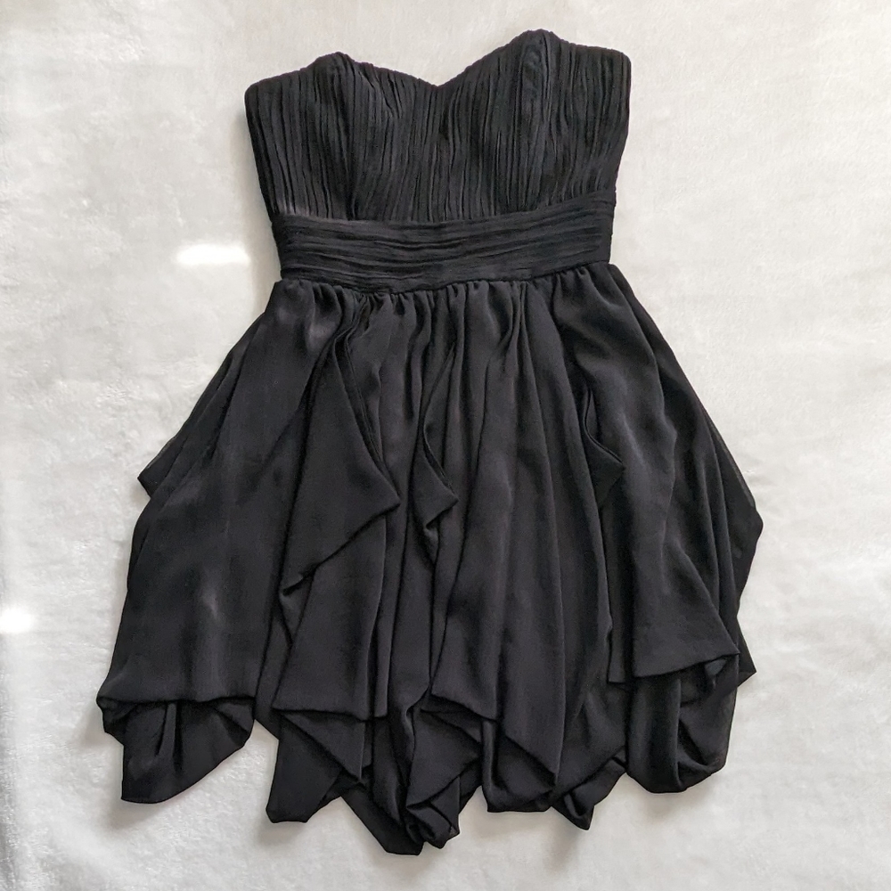 ❤️ Asos petite strapless black chiffon dress